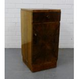 An Art Deco burr wood bedside cabinet 70 x 36 cm