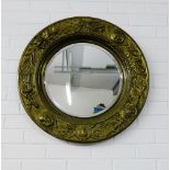 A brass framed circular wall mirror, 68cm diameter