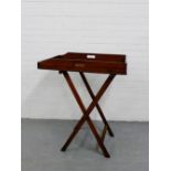 A mahogany butlers tray and stand, 88 x 73cm