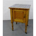 Pine bedside cabinet with tiled top, 73 x 50 cm