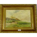 Unknown Artist Coastal Landscape Oil-on-board, apparently unsigned, in a good gilt wood frame, 34