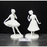 Two Coalport white glazed porcelain figures to include 'The Sweetest Rose' and 'Butterflies', 19cm