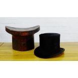 A Bennetts of 84-88 Regent Street, London, top hat, together with the leather outer case