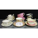 A collection of porcelain cabinet cups and saucers to include Royal Worcester, Limoges, Aynsley