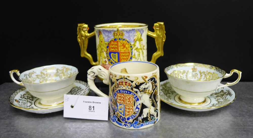 Royal Memorabilia to include a King George VI and Queen Elizabeth Coronation mug for Burleighware,