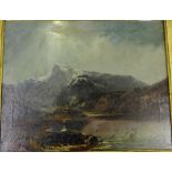 A Continental School Moonlit Mountain by a Lake Apparently unsigned, 50 x 40cm