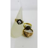 Three 9 carat gold gemset dress rings (3)