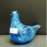 A Bitossi blue glazed and incised bird figure, 24cm long