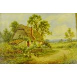 Stanley Clark Country Cottage and Landscape Oil-on-canvas, signed bottom right, in an unglazed