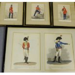 A pair of coloured prints depicting a Royal Artillery and Royal Regiment of Foot Soldier, together