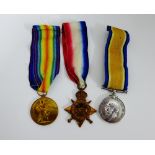 A group of three WWI war medals, presented to Private C. Gilchrist, Royal Scots No.15272, complete