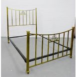 A vintage brass bed, complete with rails, 210 x 130cm