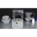 A Waterford Crystal 'Toast to The Year 2000' bowl, Edinburgh Crystal rose bowl, a cut crystal jug