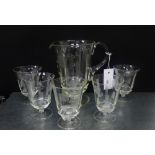 A floral etched glass lemonade set comprising a jug and set of five glasses (6)