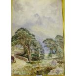 Finlay MacKinnon 'Misty Glen' Watercolour, signed bottom right, in a giltwood frame, 36 x 53cm