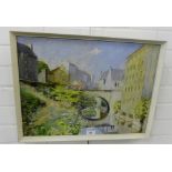 Harold Monteith The Dean Village, Edinburgh Pastel, signed with initials, in a glazed frame, 49 x