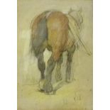 A pastel drawing of a horse, signed with initials KGL, in a glazed and ebonised frame, 13 x 18cm