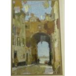 ARR Leonard R. Squirrell. RE A Morning in Venice Pastel, signed and dated '24, in a glazed oak frame