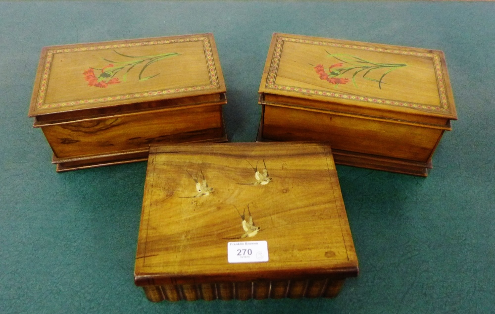 A collection of three olive wood boxes, (3)