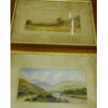 H.S. Davis Companion pair of landscape watercolours, each signed and in a glazed oak frame, dated