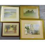 A collection of four landscape watercolours, all in glazed frames, largest 55 x 45cm, (4)