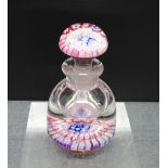 A millefiore and clear glass scent bottle and stopper, 11cm high