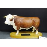 A Hereford Bull, connoisseur model by Beswick England, 18 x 30cm