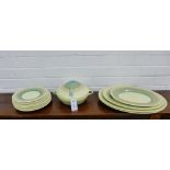 A Susie Cooper Art Deco dinner service comprising six dinner plates, six side plates, a set of