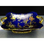 A Carlton ware Bleu Royale twin handled dish on pedestal base