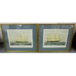 A companion pair of gilt framed prints to include The Clipper Ship, Cosmos and Shannon, 71 x