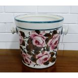 A Wemyss Scottish pottery slop pail, painted with cabbage roses and with green line border with