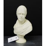 A Parian bust of Walter Scott on a Socle base, 24cm high