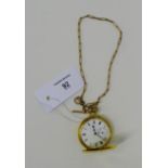 An 18 carat gold cased half hunter pocket watch, the enamel dial with Roman numerals and