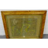 A framed map of Scotia Regnum from Gerard Mercator's Tabulae Geographia in a faux maple frame, 72