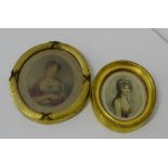 An oval framed portrait miniature of the Princess Sophia Matilda, together with another of Ann