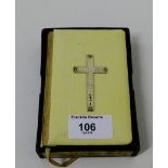 A common prayer Hymns book with ivorine covers and a London silver cross to front