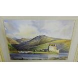 Fred Stott Eilean Donnan Watercolour, signed and dated '72, in a glazed frame, 74 x 52cm