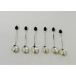 A set of six George V silver coffee bean handled spoons, Birmingham 1930, (6)