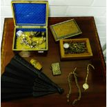 A mixed lot to include a Birmingham silver floral engraved vesta, Mauclineware souvenir, gold plated