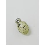 A Victorian novelty ceramic and silver mounted scent bottle modelled as an egg, very much in the