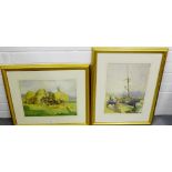 Reverend Arthur. A. Cowan Companion pair of gilt framed watercolours, largest 37 x 27cm, (2)