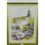 20th Century School 'Mediterranean Harbour Scene' Watercolour, signed bottom left, indistinctly,