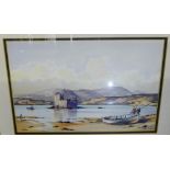 Fred Stott 'Barra' Watercolour, signed and titled, in a glazed gilt wood frame, 53 x 35cm