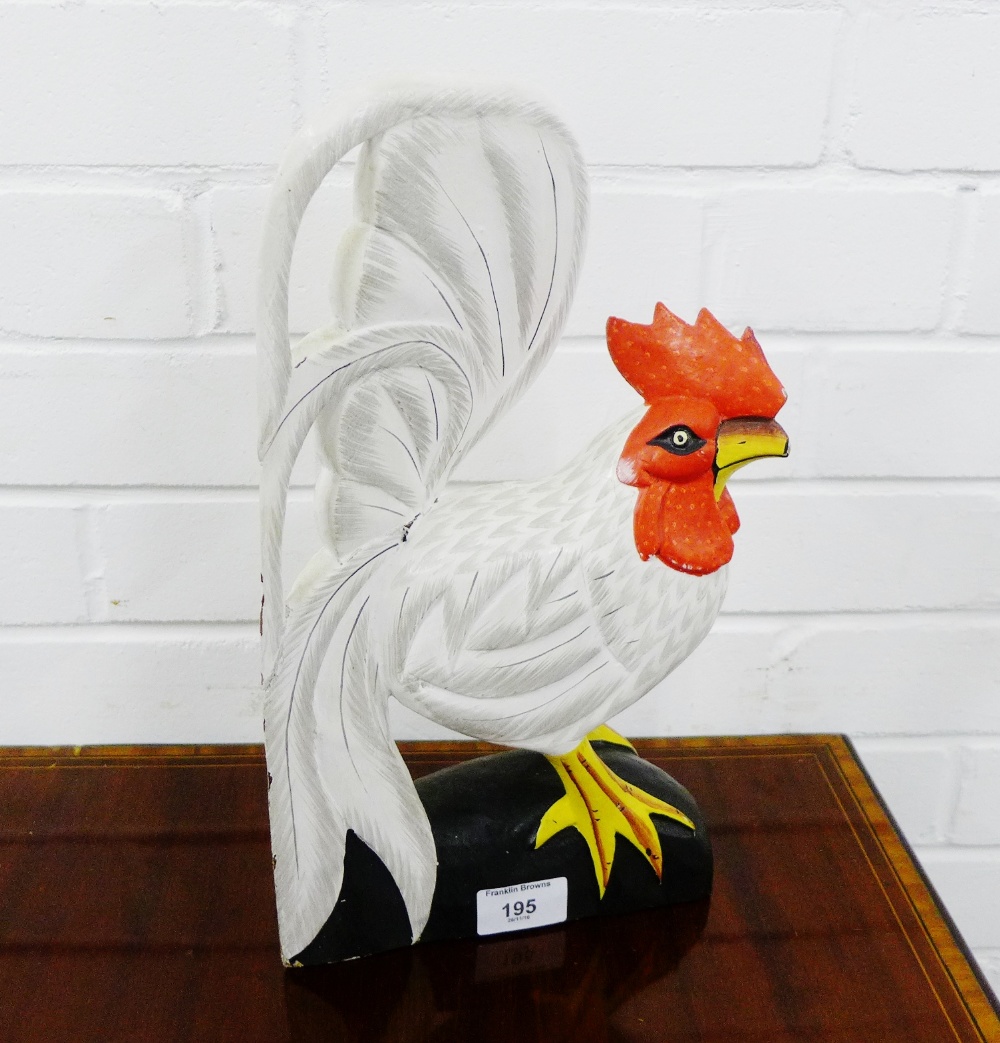 A painted wooden Cockerel