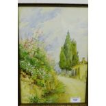 Murray 'A Flowering Garden and Path' Watercolour, signed in a glazed frame, 27 x 38cm