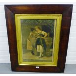 A 19th century rosewood and gilt wood framed print, 71 x 87cm