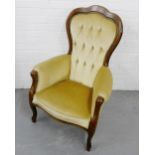 A mahogany framed parlour chair with button back upholstery, 108 x 70cm