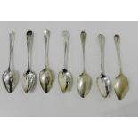 Scottish silver George III teaspoons to include three Old English pattern spoons, with makers