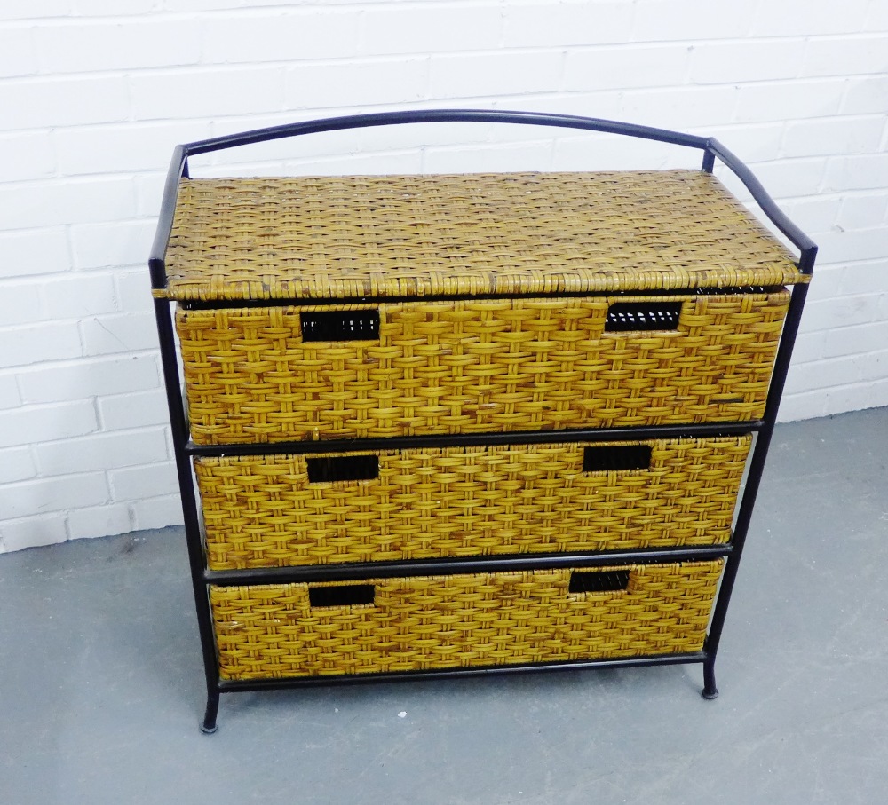 A contemporary wicker chest of drawers, retailed by Marks & Spencers 82 x 76cm