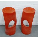 Flod by Azuamoline, a pair of red hard plastic bar stools, 88cm high (2)